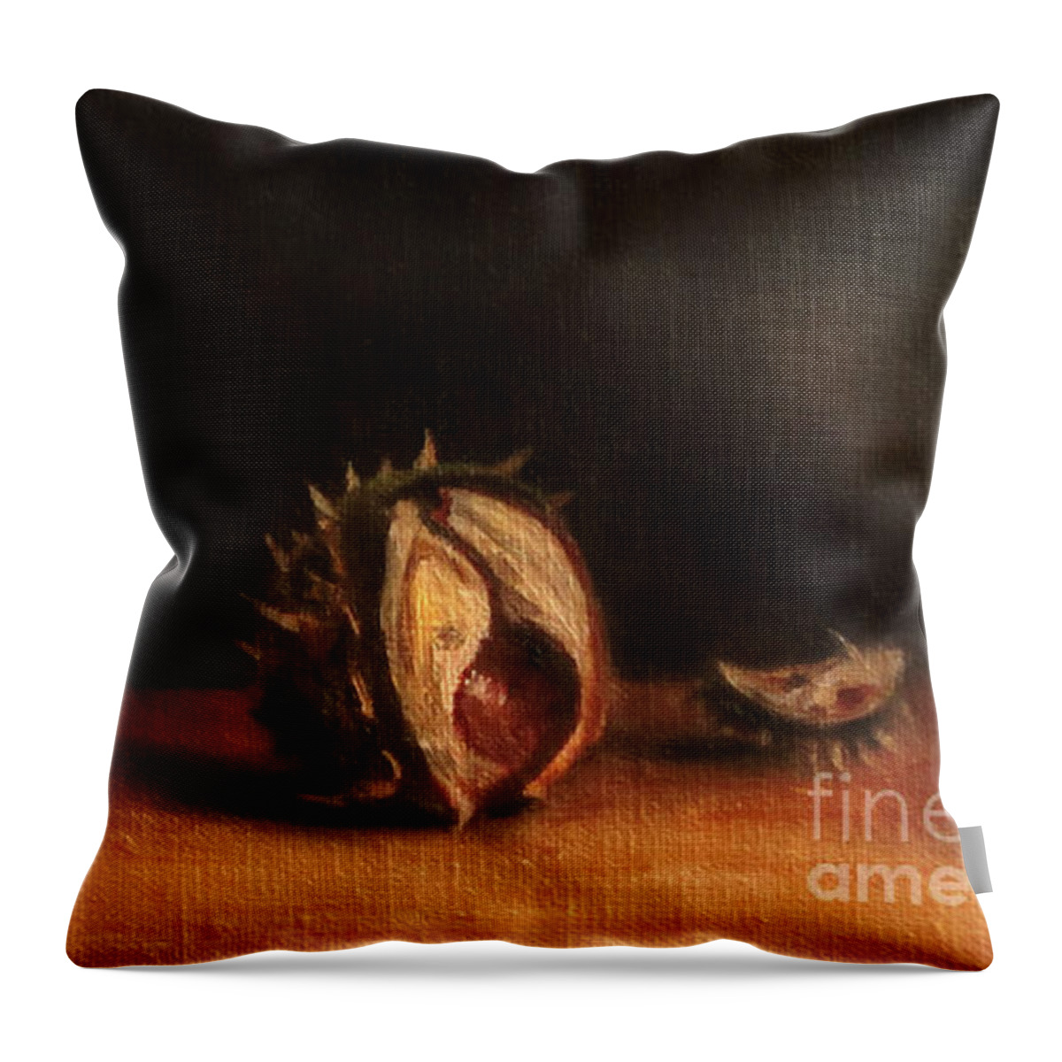 Chestnut Throw Pillow featuring the painting Opening by Ulrike Miesen-Schuermann