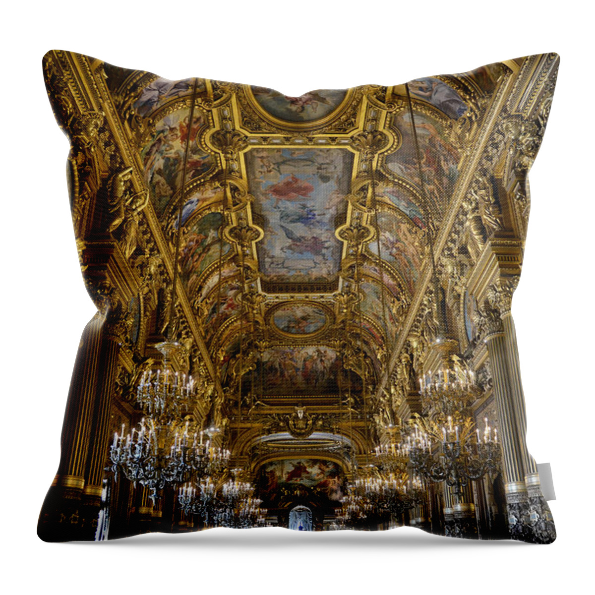 Paul Baudry Throw Pillow featuring the photograph Opera Garnier - The Grand Foyer by RicardMN Photography