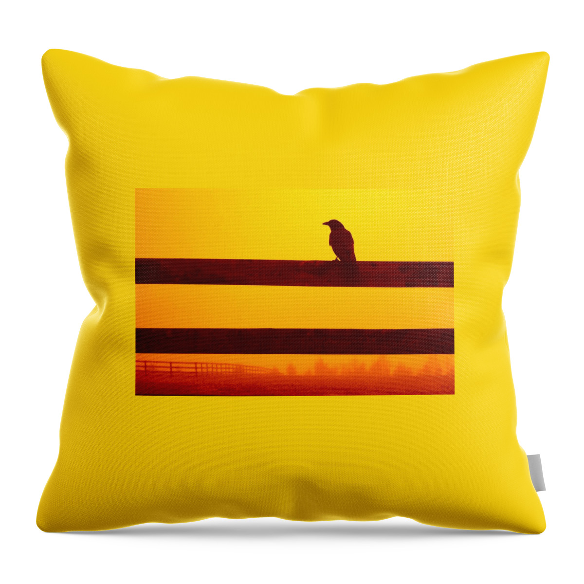 Crow Throw Pillow featuring the photograph Opportunist in Orange by Carlee Ojeda