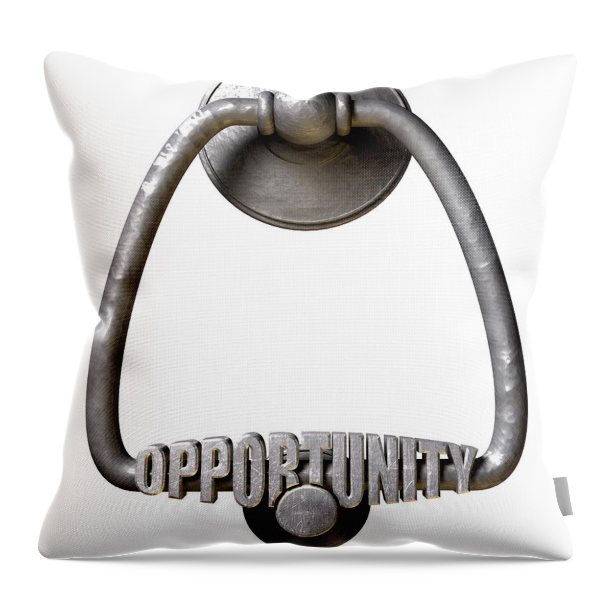 Opportunity Knocks Throw Pillow featuring the digital art Opportunity Knocks Door Knocker by Allan Swart