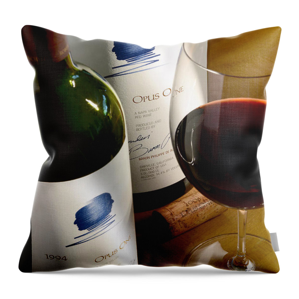 Wine Throw Pillow featuring the photograph Opus with Friends by Jon Neidert