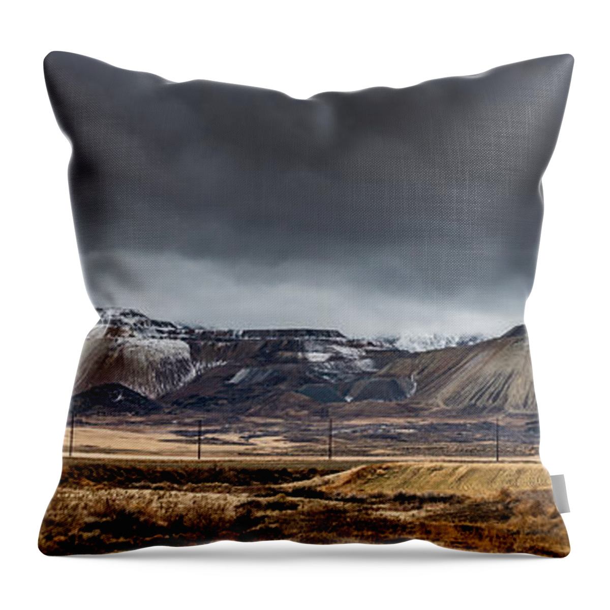 Oquirrh Mountains Throw Pillow featuring the photograph Oquirrh Mountains Winter Storm Panorama 2 - Utah by Gary Whitton