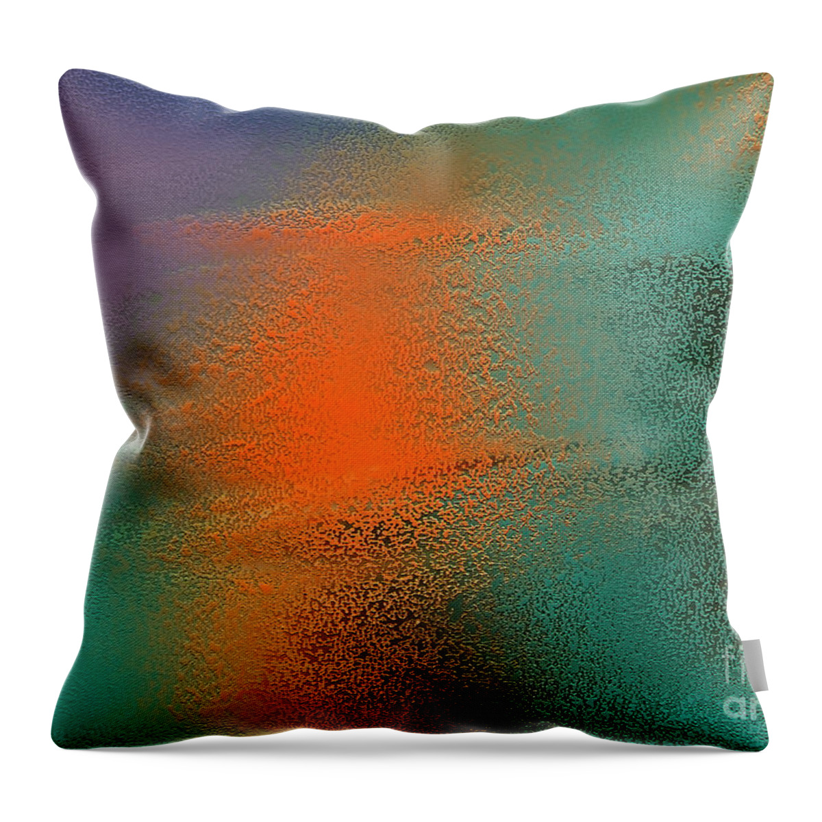 Abstract Throw Pillow featuring the digital art Orange and green dancing by Danuta Bennett