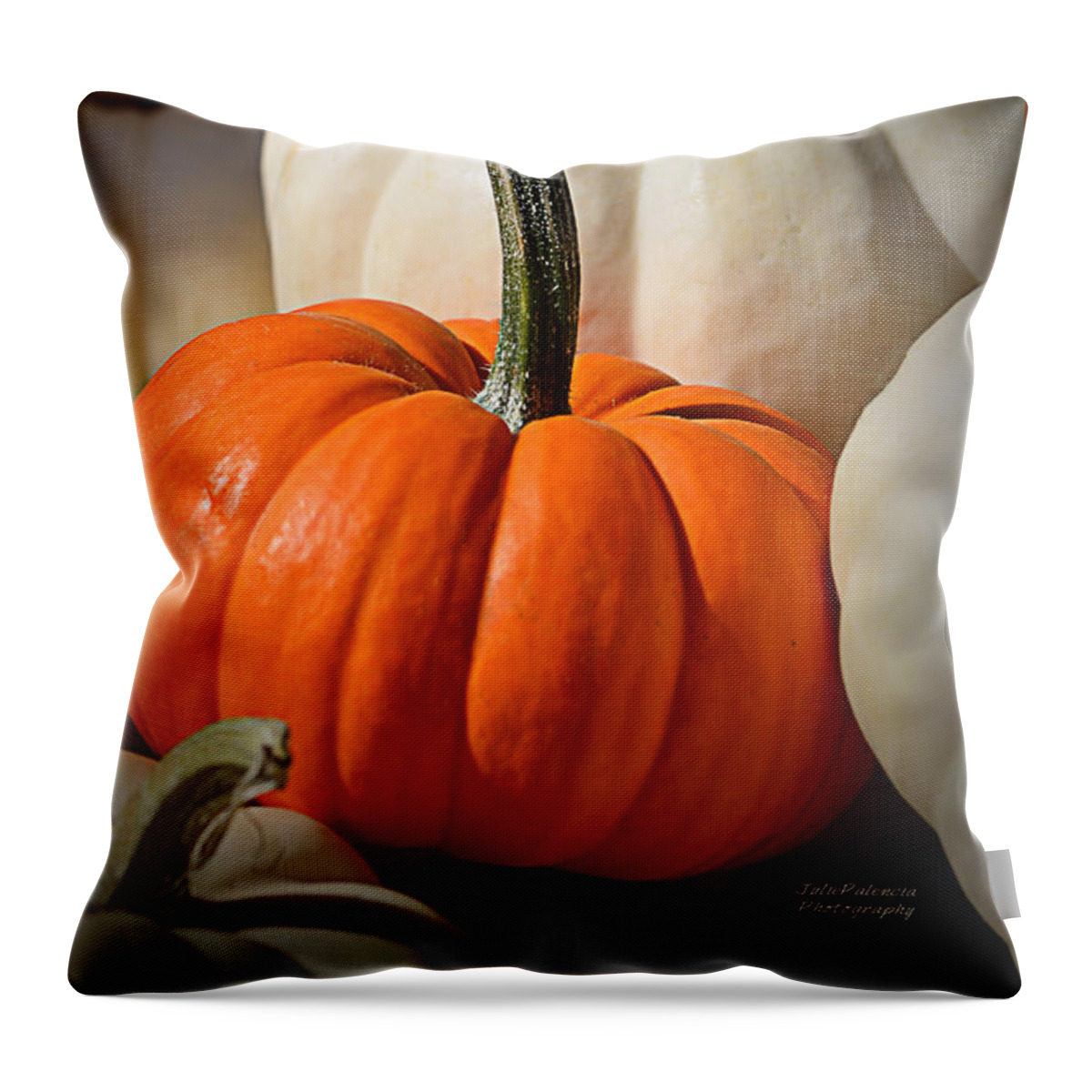 Pumpkins Throw Pillow featuring the photograph Orange and White Pumpkins by Julie Palencia