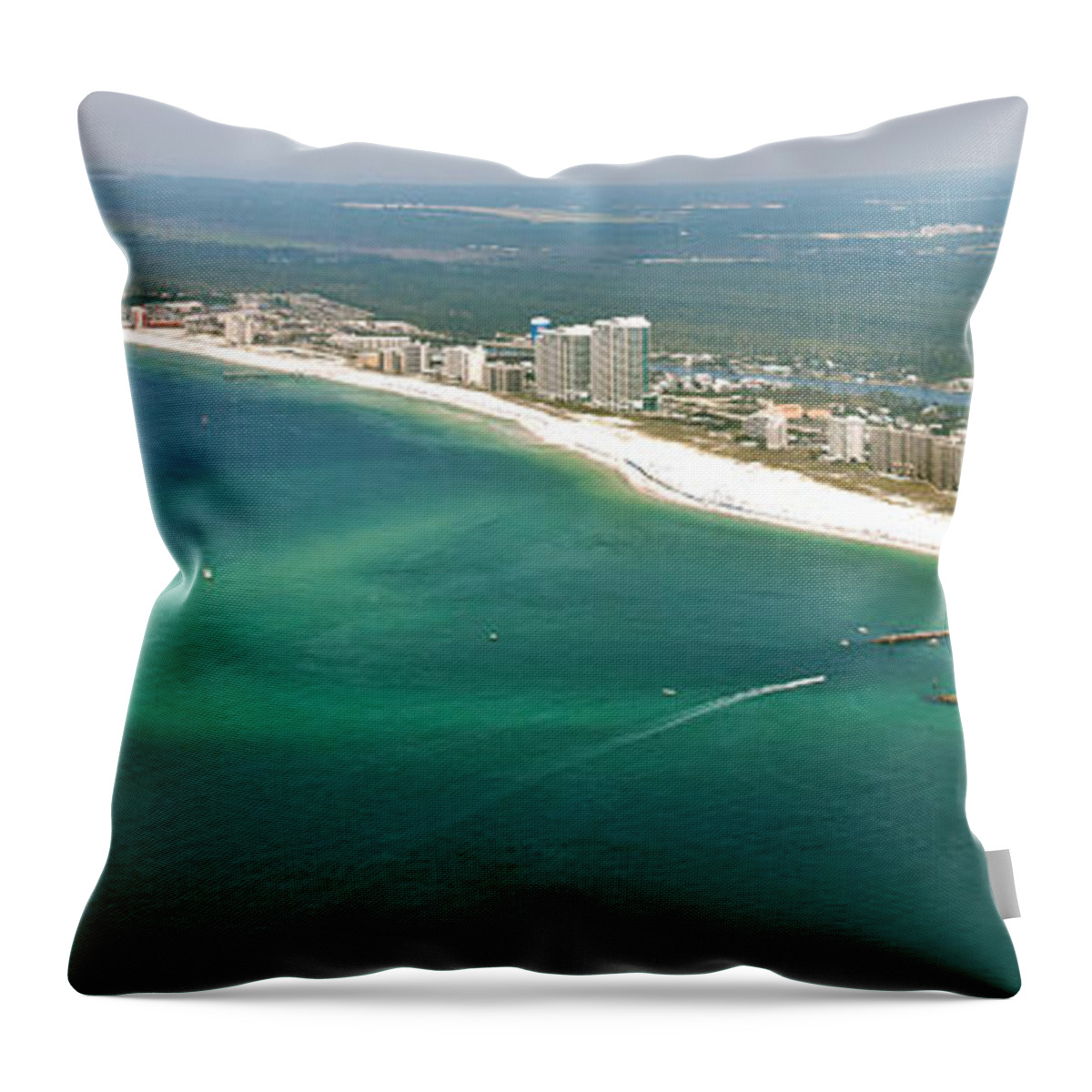 Aerial Throw Pillow featuring the photograph Looking N W Across Perdio Pass to Gulf Shores by Gulf Coast Aerials -