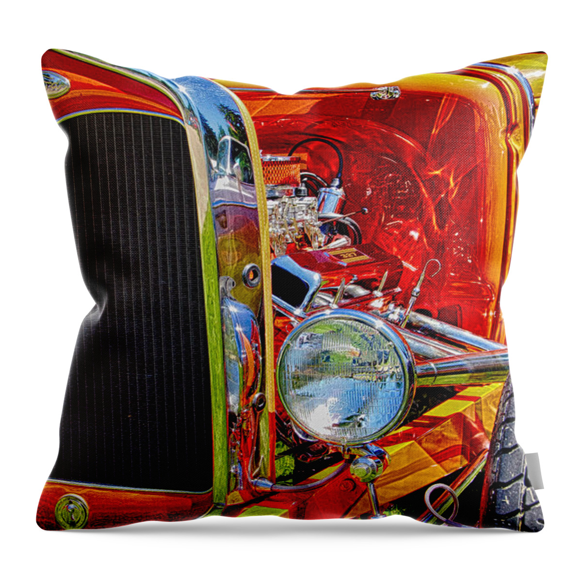 Hot Rod Throw Pillow featuring the photograph Orange ford by Ron Roberts
