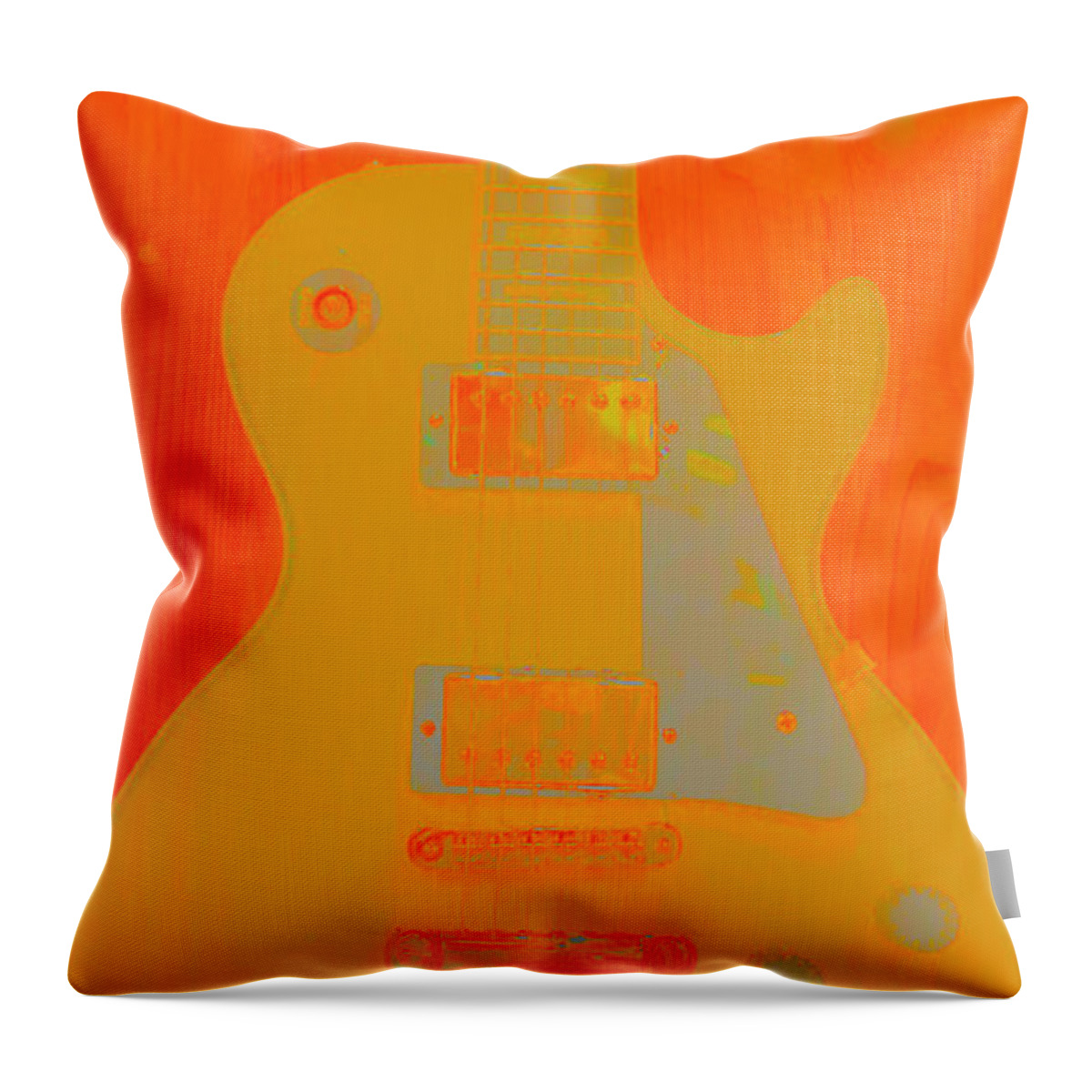 Abstract Throw Pillow featuring the digital art Orange Guitar by Susan Stone