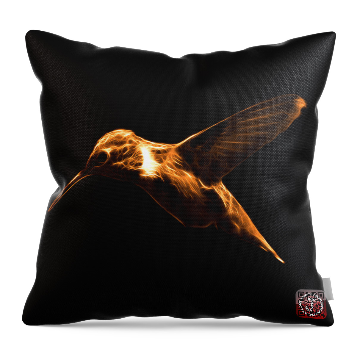 Hummingbird Throw Pillow featuring the digital art Orange Hummingbird - 2054 F by James Ahn