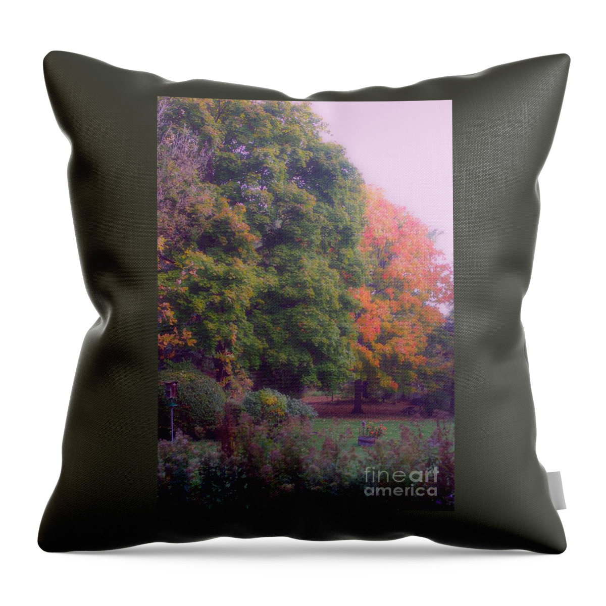 Autumn Throw Pillow featuring the photograph Orange Leaves - Monet by Frank J Casella