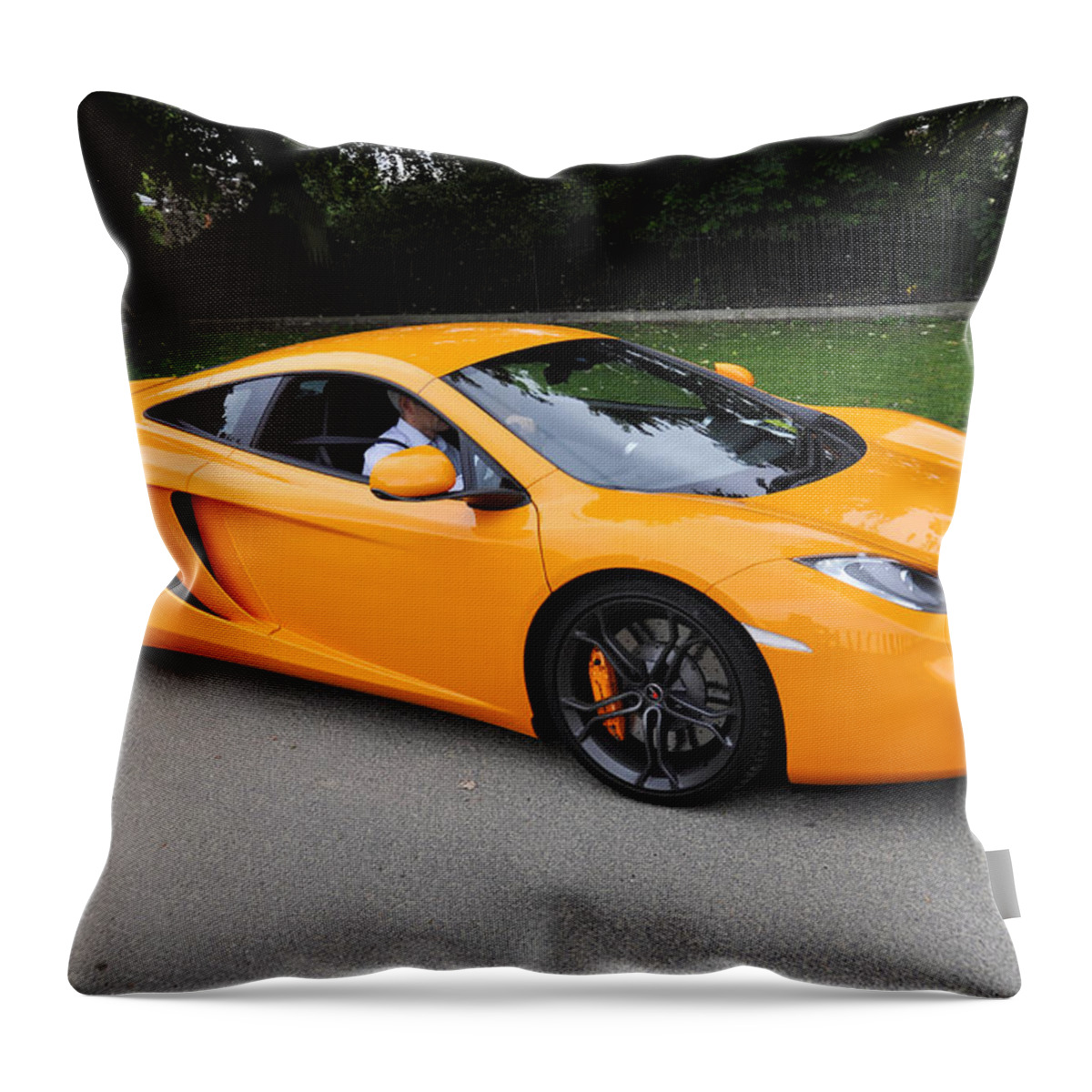 Car Throw Pillow featuring the photograph Orange McLaren MP4-12C by Dutourdumonde Photography