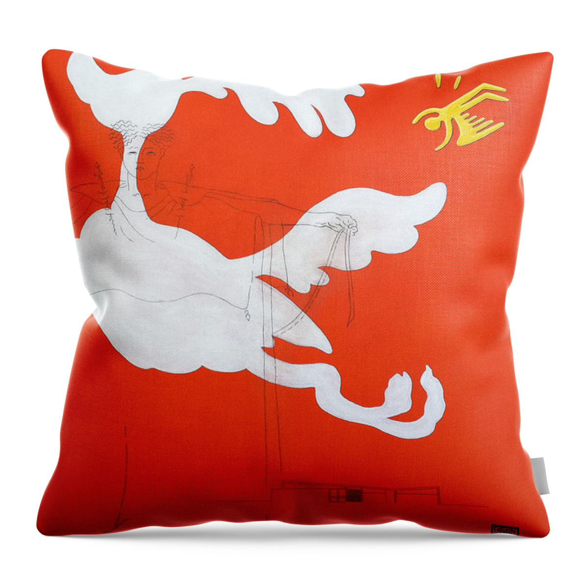 Palm Springs Throw Pillow featuring the painting Orange Palm Springs Idyll by Stan Magnan