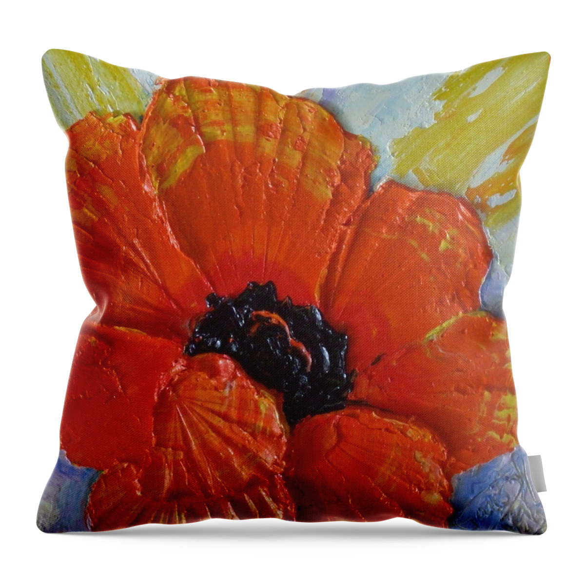 Orange Throw Pillow featuring the painting Orange Poppy by Paris Wyatt Llanso