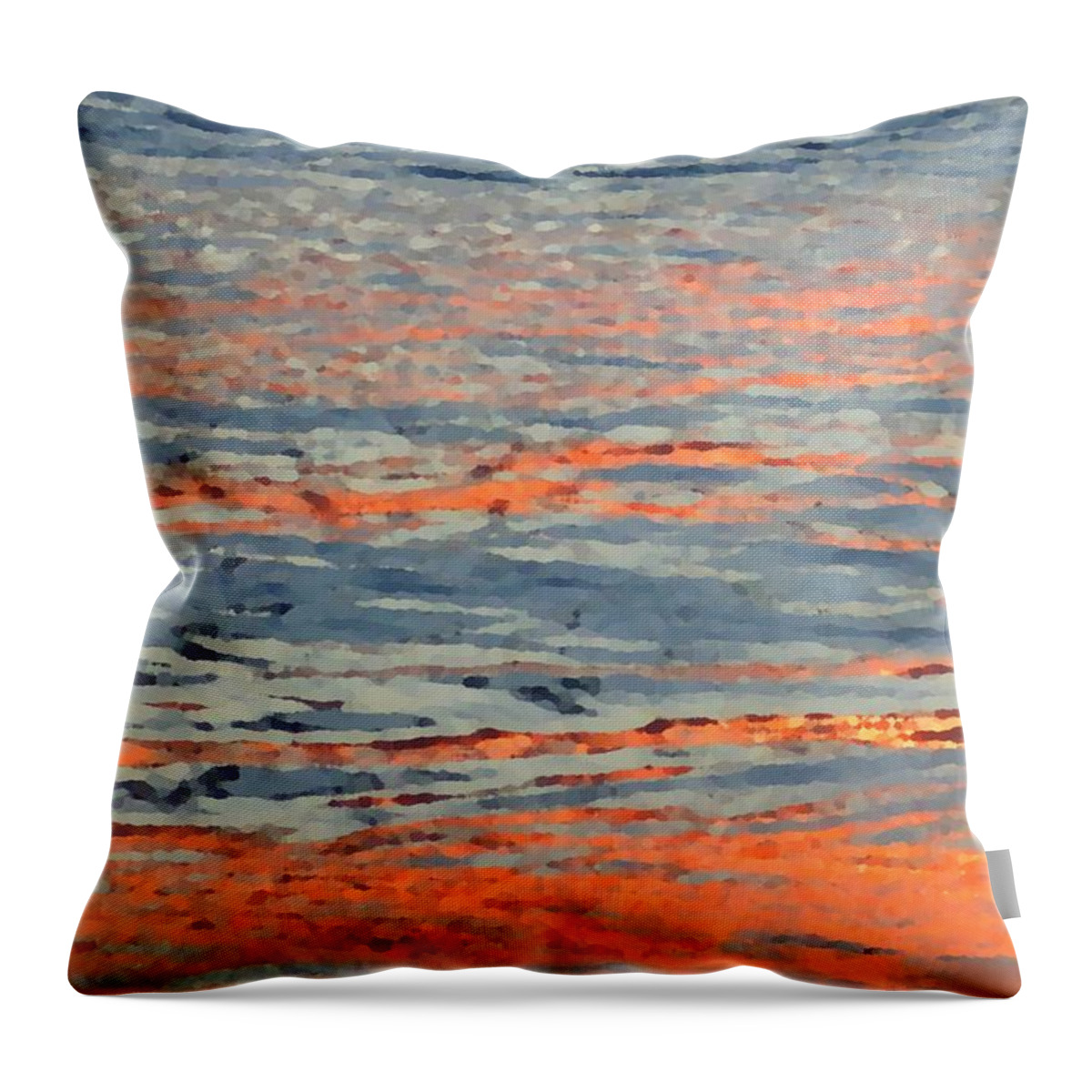Hawaiian Sunset Throw Pillow featuring the painting Orange Sunset Reflections by Stephen Jorgensen
