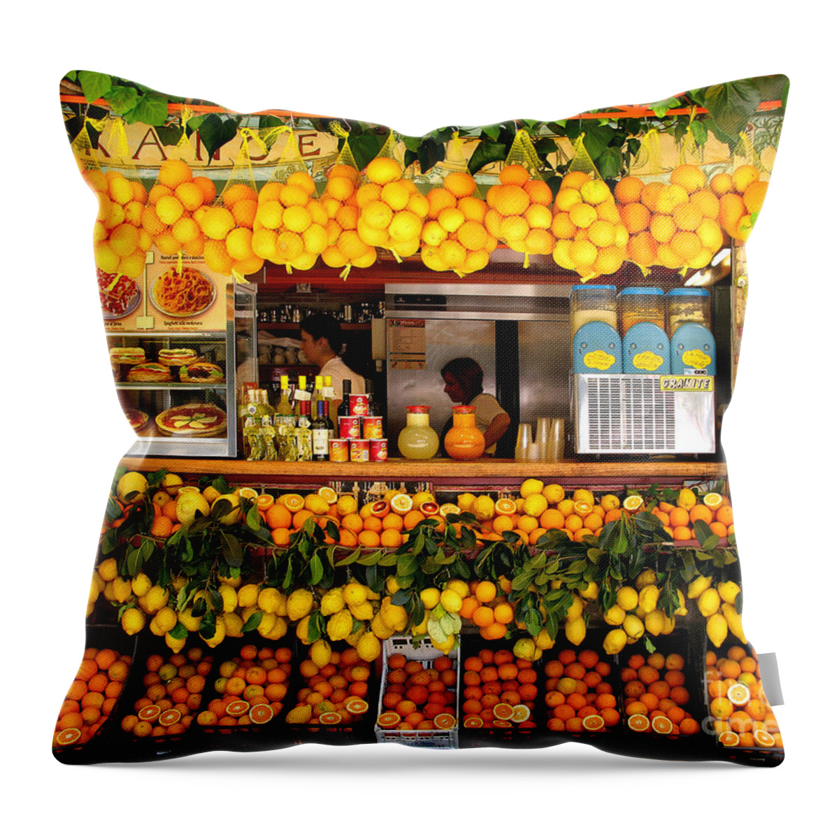 Oranges Throw Pillow featuring the photograph Oranges in Pompei by Jennie Breeze