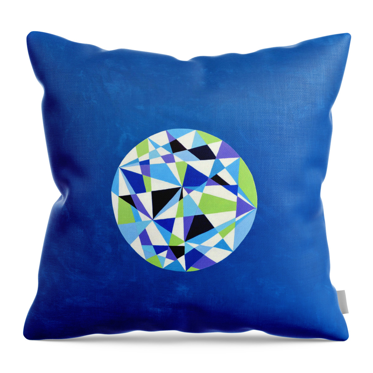 Mandala Joy Spiritual Art Healing Art Visionary Art Happy Happiness Meditation Contemplation Peace Center Equilibrium Equanimity Sphere Chi Ball Prism Prismatic Sacred Geometry Circle Of Life Manifestation Throw Pillow featuring the painting Orb - Prismatic Blue by Elle Nicolai