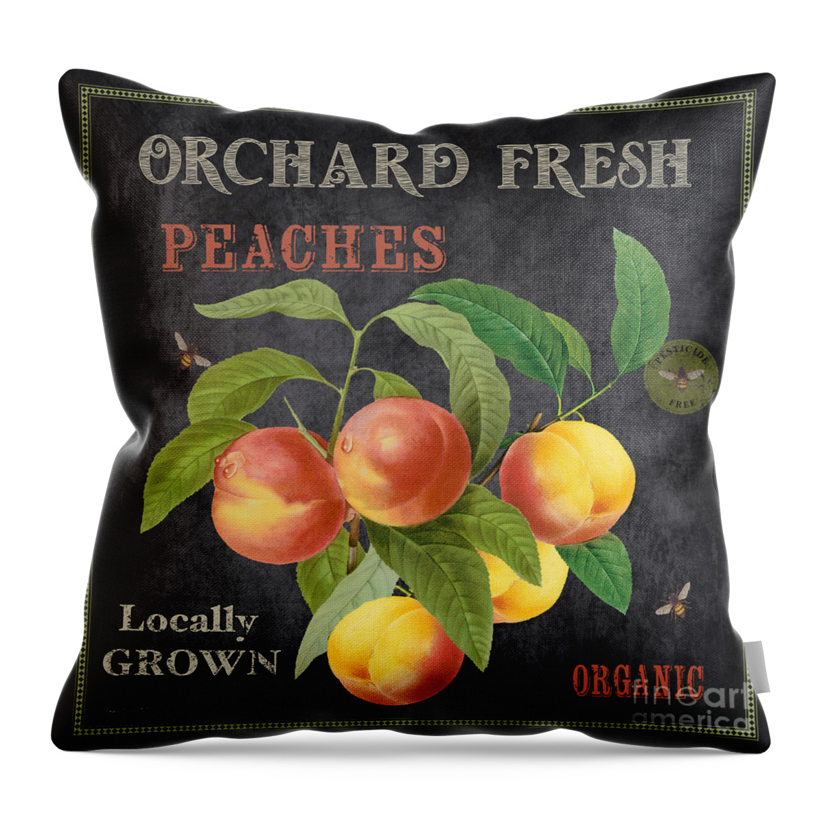 Orchard Fresh Throw Pillow featuring the painting Orchard Fresh Peaches-JP2640 by Jean Plout