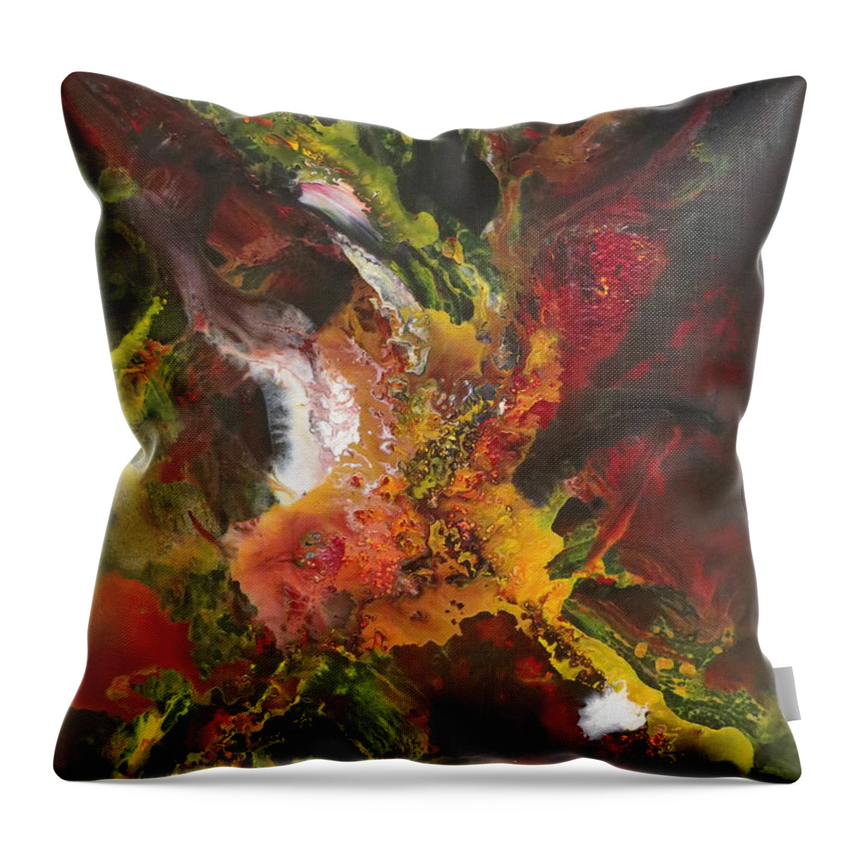 Abstract Throw Pillow featuring the painting Orchid by Soraya Silvestri
