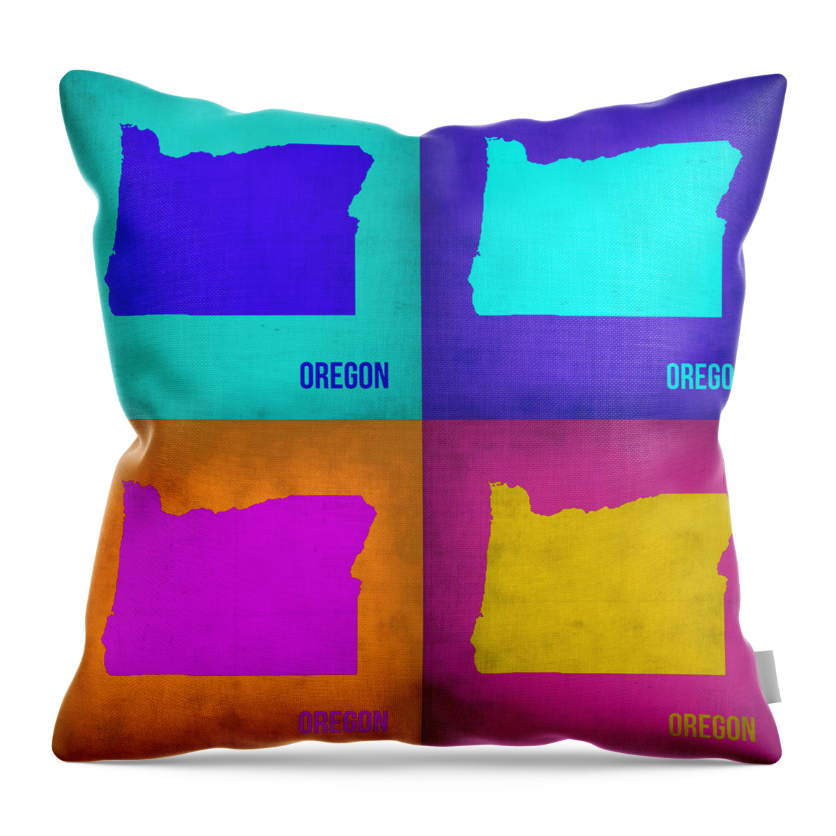 Oregon Map Throw Pillow featuring the painting Oregon Pop Art Map 1 by Naxart Studio
