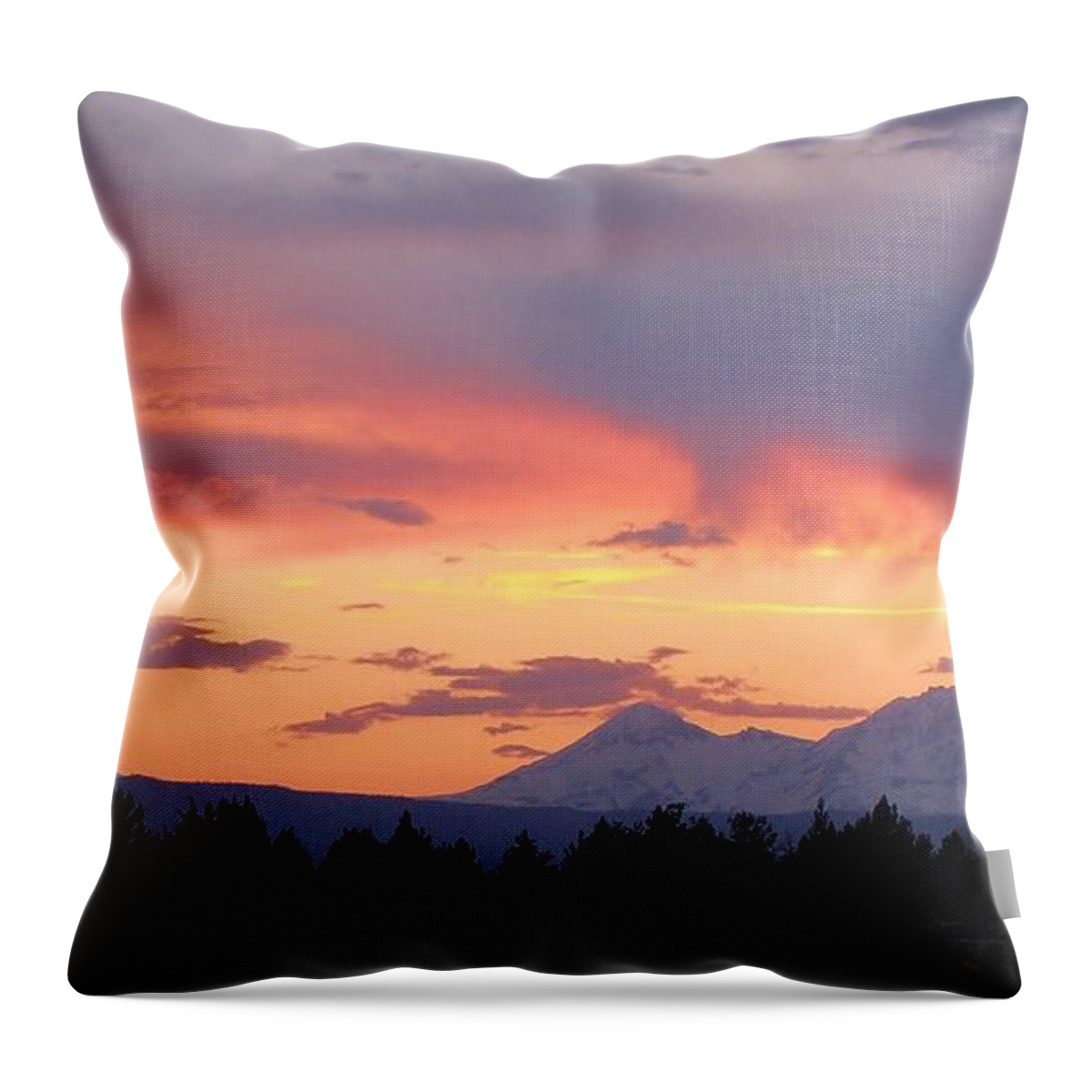 Three Sisters Throw Pillow featuring the photograph Oregon's Three Sisters by Michele Penner