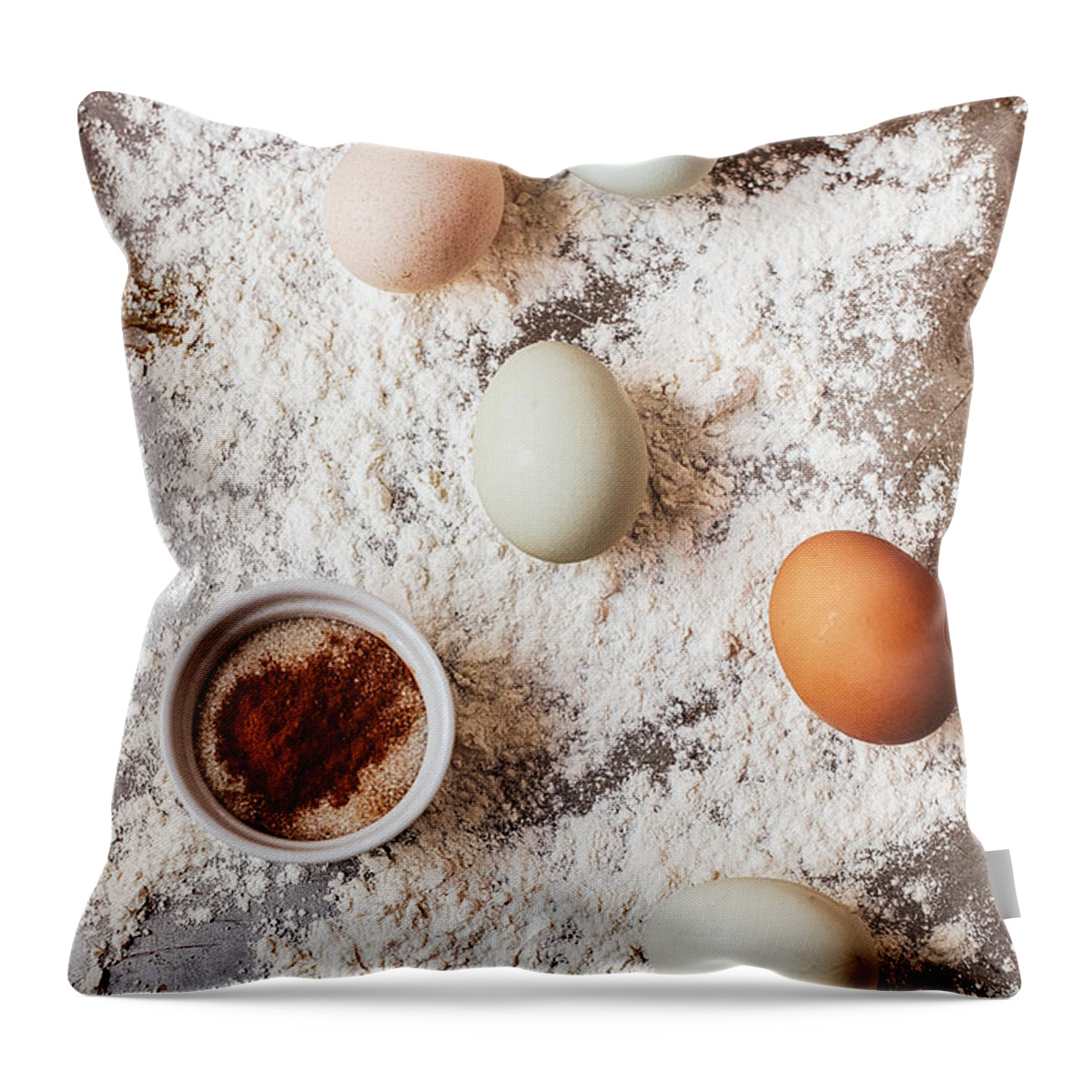 San Francisco Throw Pillow featuring the photograph Organic Eggs, Sugar And Flour by One Girl In The Kitchen