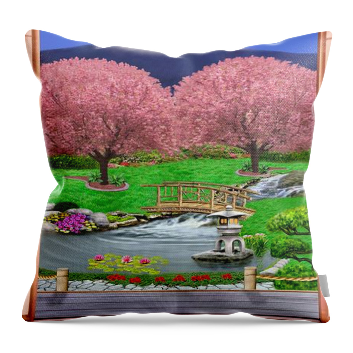 Oriental Art Throw Pillow featuring the digital art Oriental Splendor by Glenn Holbrook
