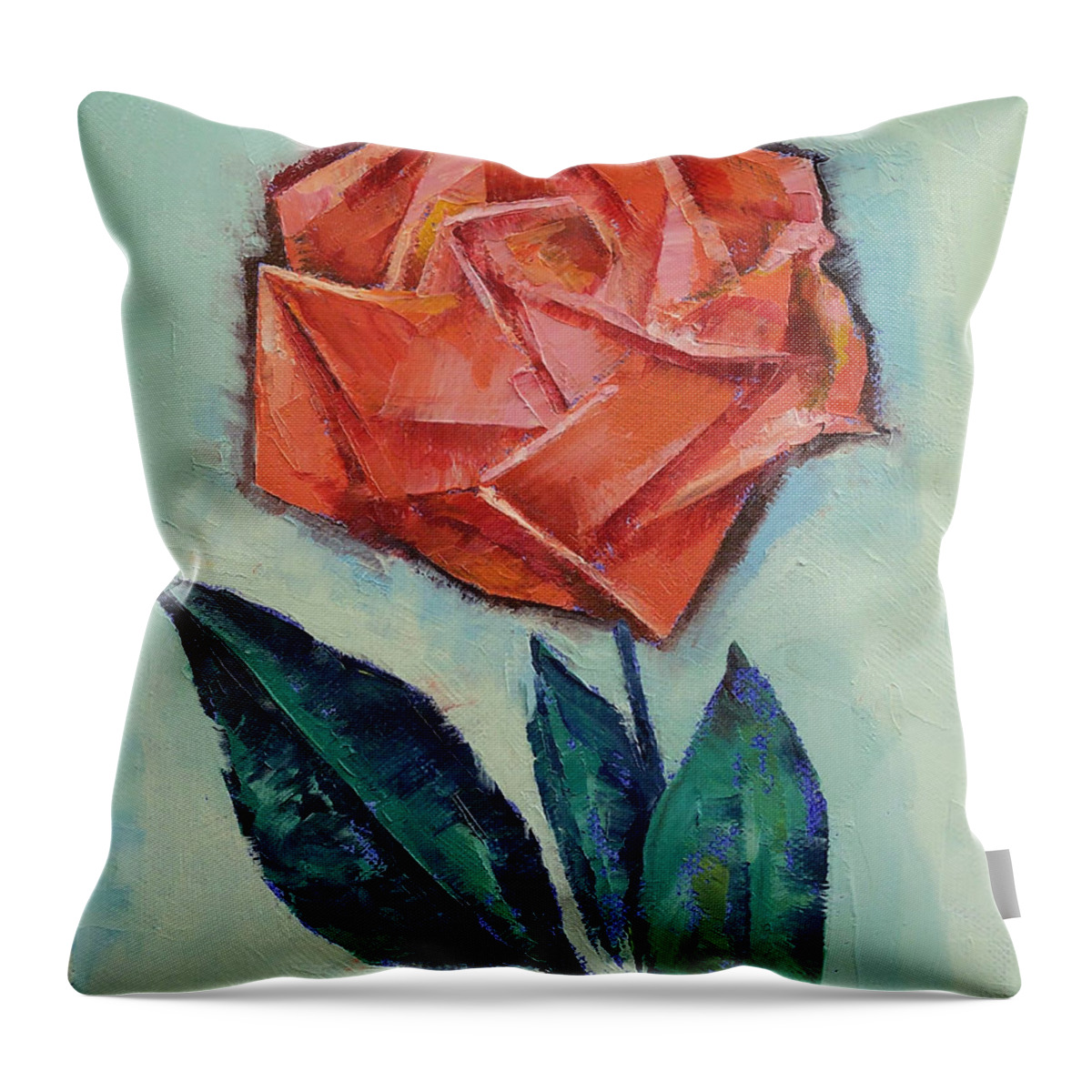 Origami Throw Pillow featuring the painting Origami Rose by Michael Creese