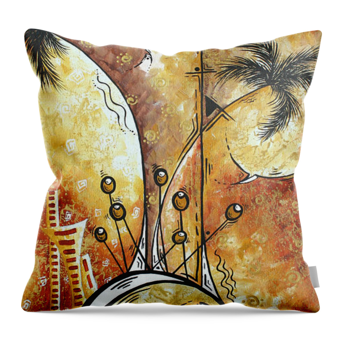 Abstract Throw Pillow featuring the painting Original Abstract Cityscape and Martini Art Modern Las Vegas Painting THE SPIRIT OF VEGAS by MADART by Megan Aroon