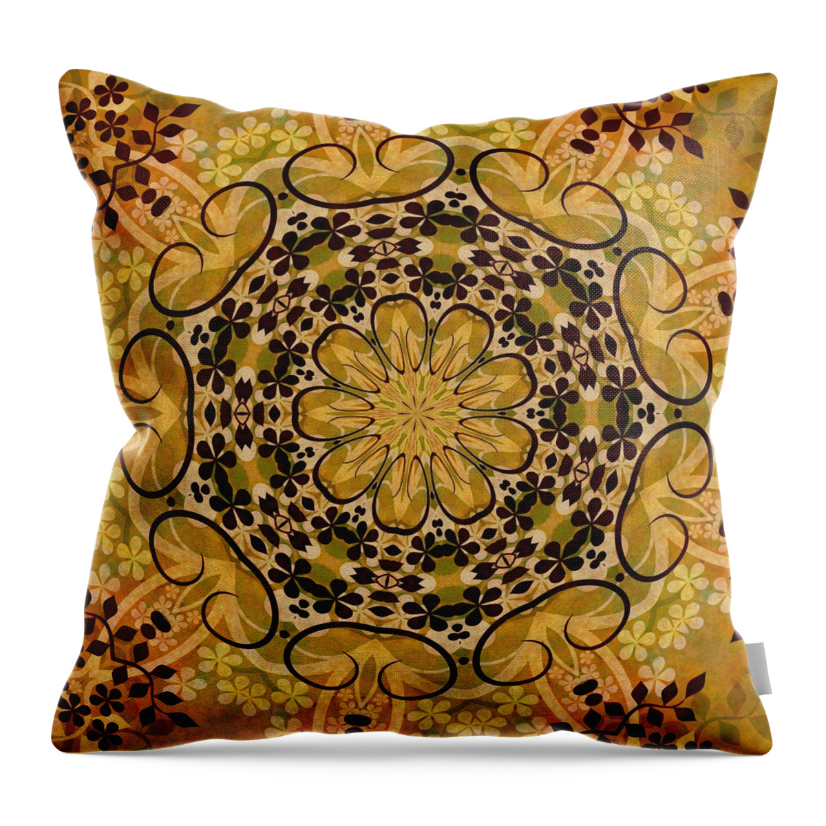 Intricate Throw Pillow featuring the mixed media Ornamental 1 Version 3 Medallion by Angelina Tamez