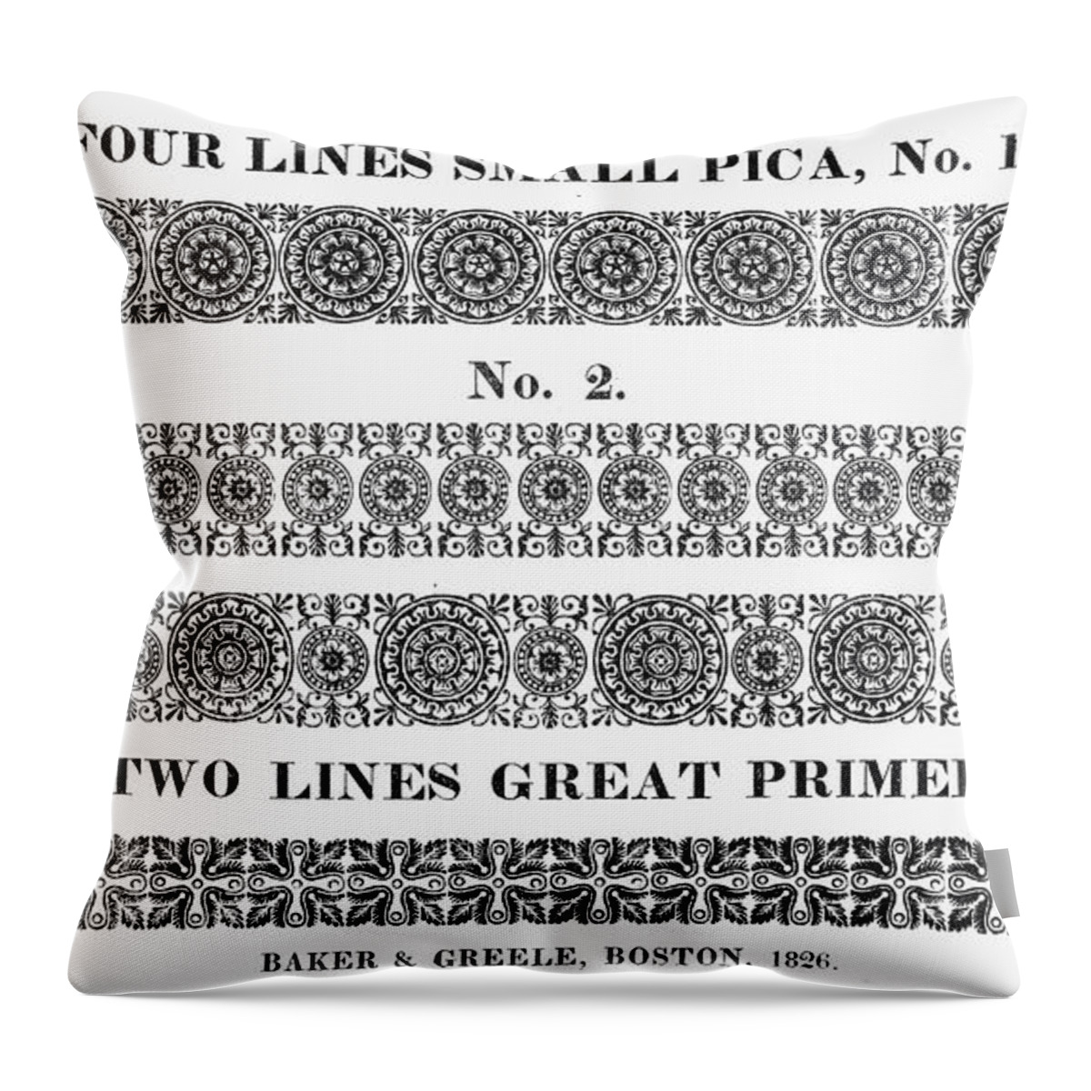 1826 Throw Pillow featuring the painting Ornamental Border, 1826 by Granger