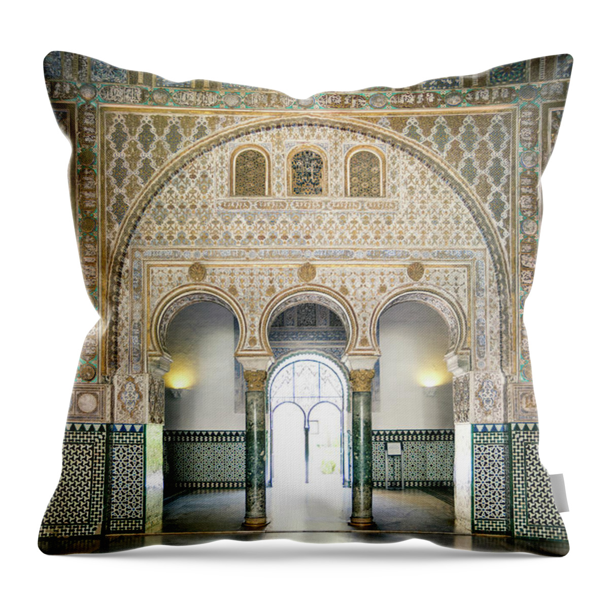 Arch Throw Pillow featuring the photograph Ornate Door Inside The Alcazar Palace by Matteo Colombo