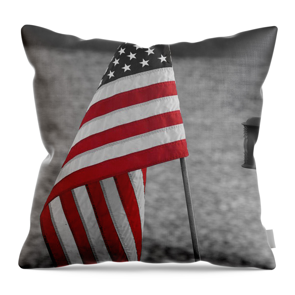 American Flag Throw Pillow featuring the photograph Our colors by Jeffery L Bowers