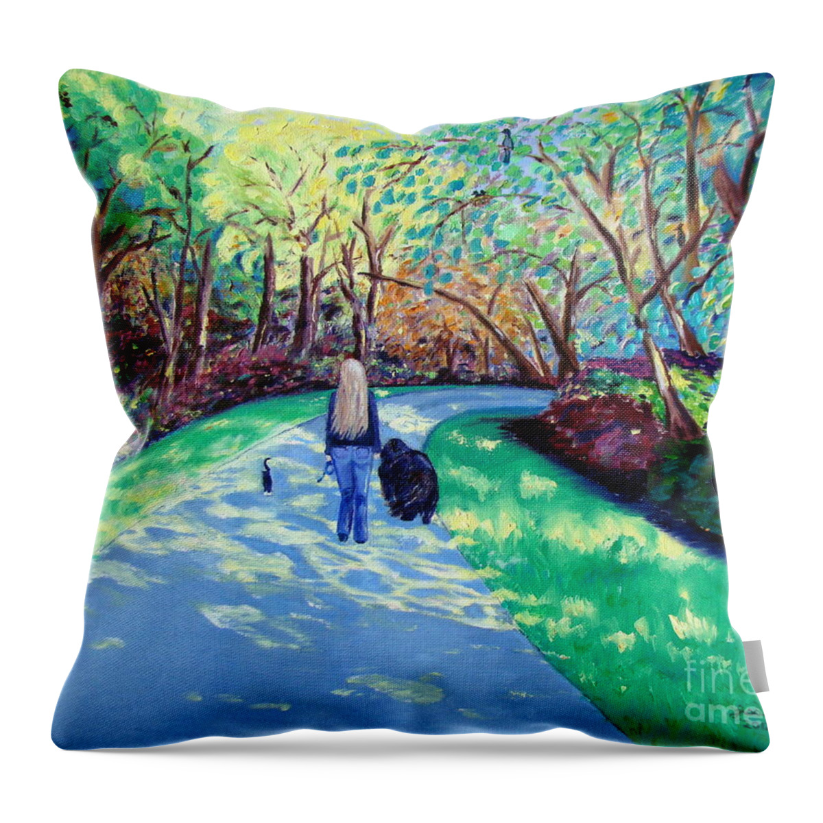 Take A Walk Throw Pillow featuring the painting Our Daily Walk by Lisa Rose Musselwhite
