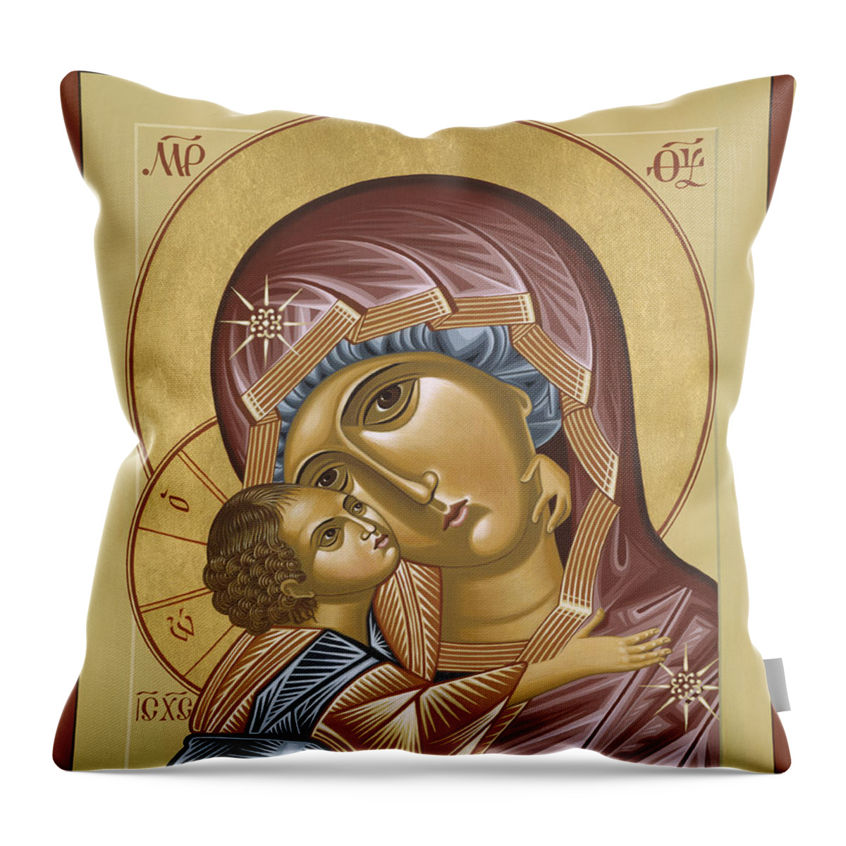 Mother Throw Pillow featuring the painting Our Lady of Grace Vladimir 002 by William Hart McNichols