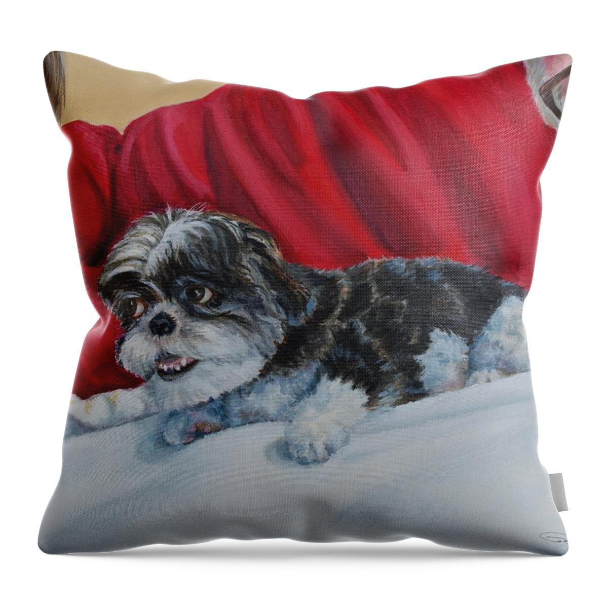 Dog Throw Pillow featuring the painting Our Pride and Joy by Michele Myers