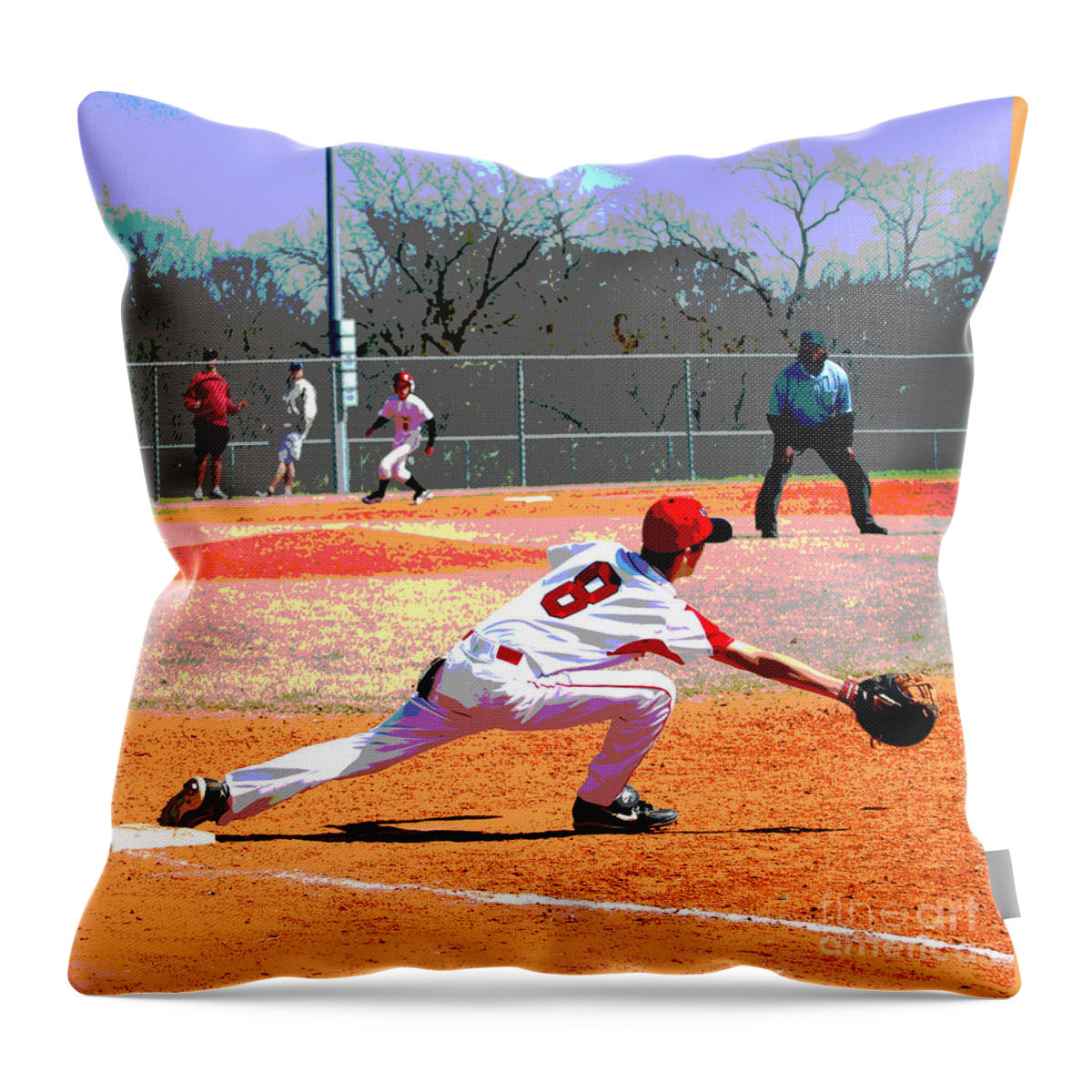 Baseball Throw Pillow featuring the photograph Out by Linda Cox
