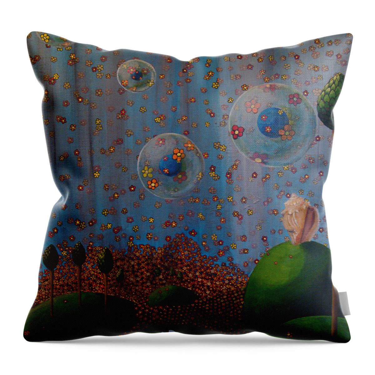 Shell Throw Pillow featuring the painting Out Of His Shell by Mindy Huntress
