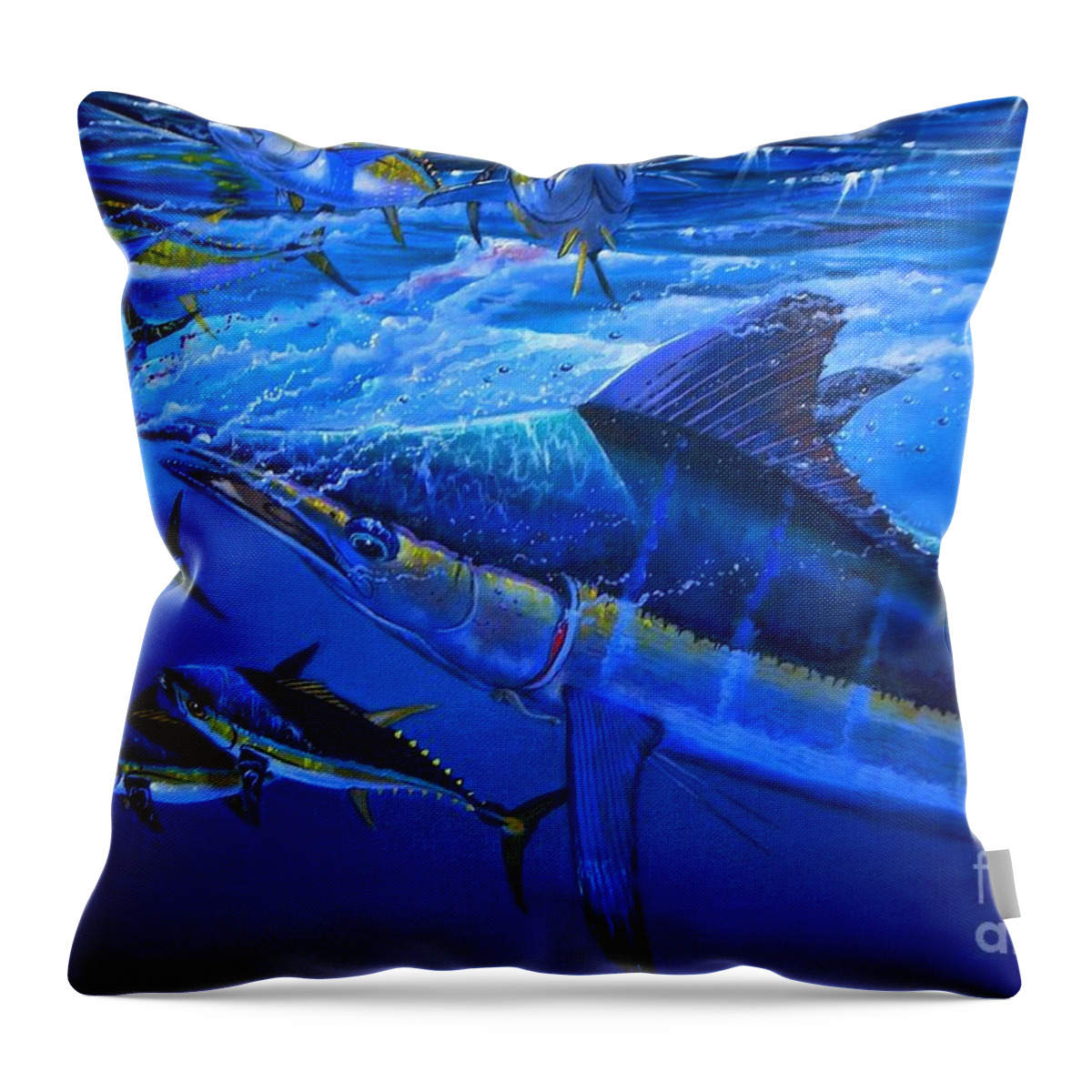 Marlin Throw Pillow featuring the painting Out of the blue by Carey Chen
