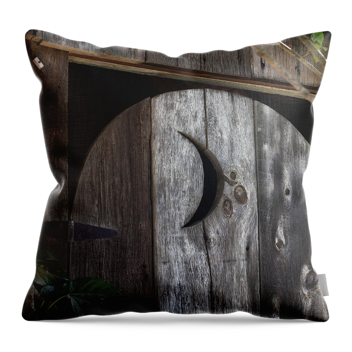 Outhouse Throw Pillow featuring the photograph Outhouse Door by Art Block Collections