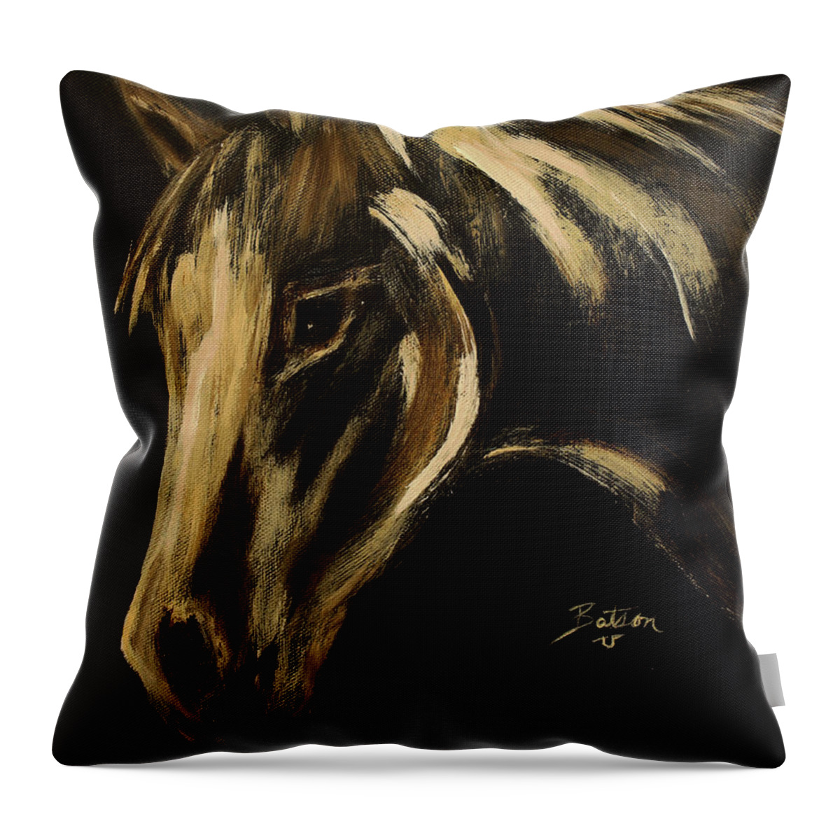Ranch Horse Throw Pillow featuring the painting Outlaw by Barbie Batson