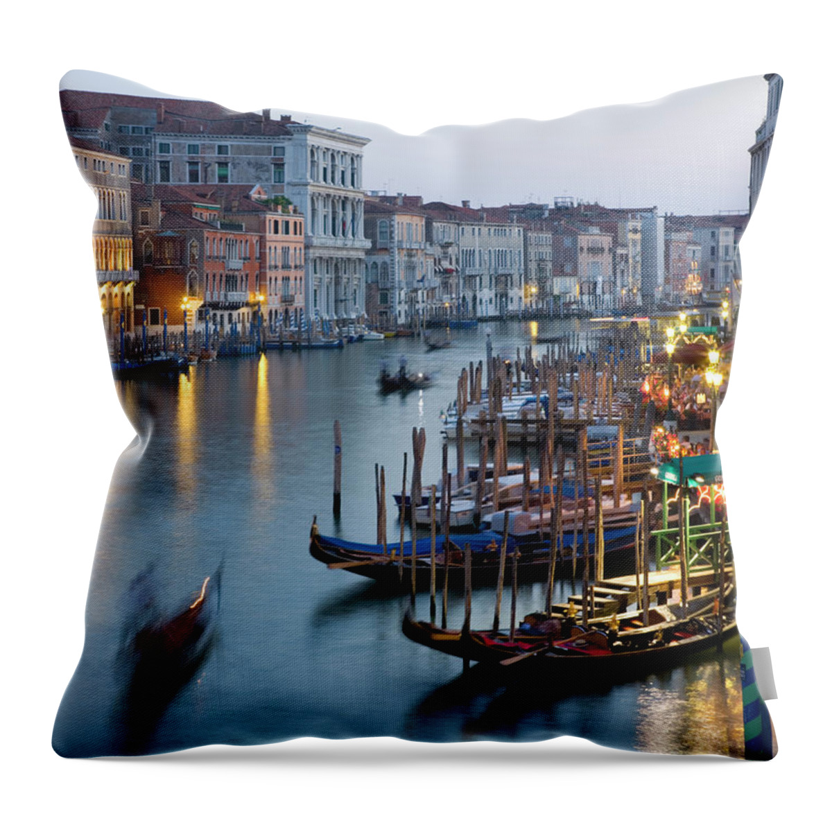 Forecasting Throw Pillow featuring the photograph Outlook From Ponte Di Rialto Along by David C Tomlinson