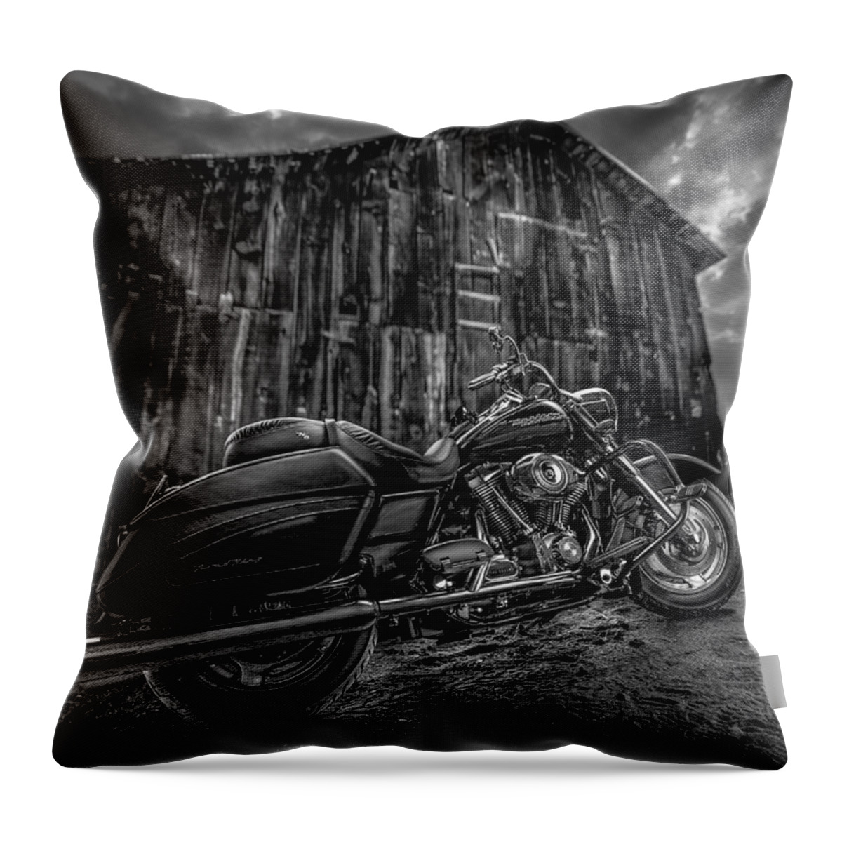 Davidson Throw Pillow featuring the photograph Outside the Barn BW by Yo Pedro