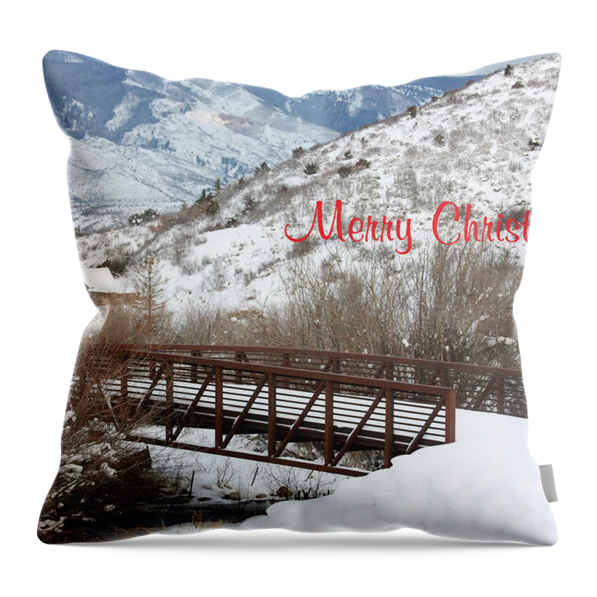 Christmas Card Art Throw Pillow featuring the photograph Over the River by Kim Hojnacki