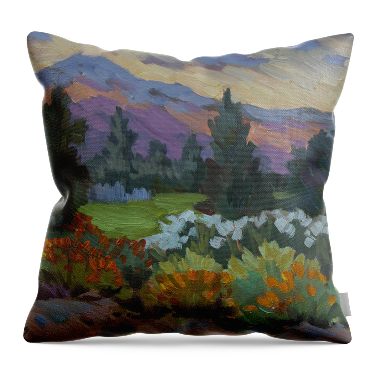 Overcast Light Throw Pillow featuring the painting Overcast Light in Santa Barbara by Diane McClary