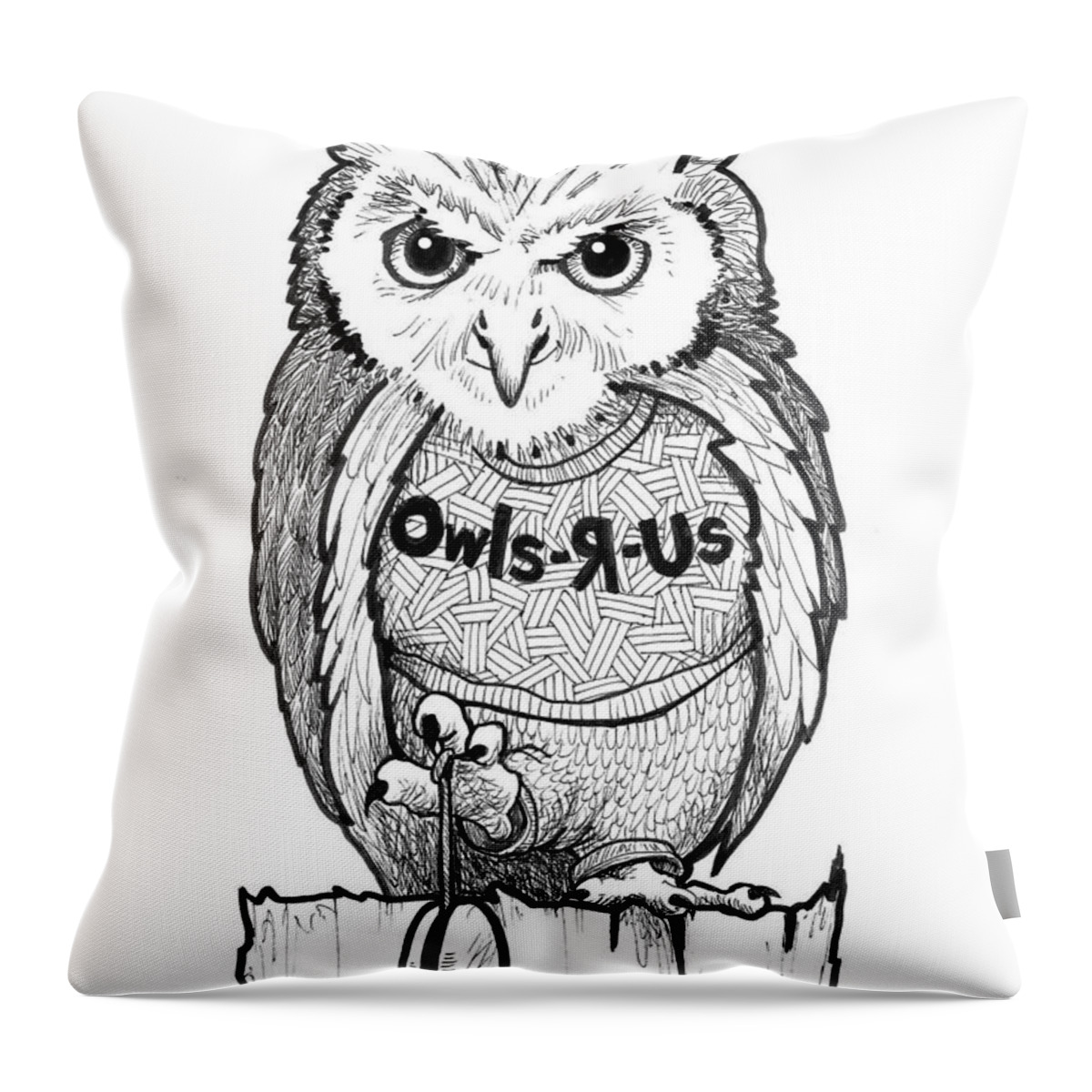 Owl Throw Pillow featuring the drawing Owl Kid by Jim Harris