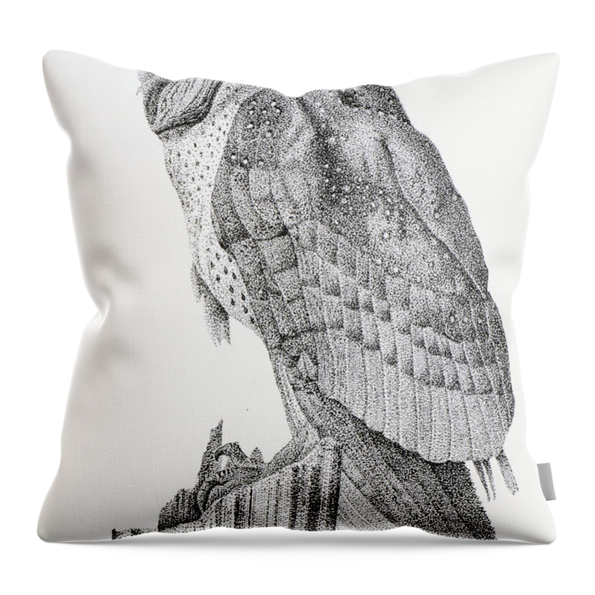 Owl Throw Pillow featuring the drawing Owl by Sam Davis Johnson