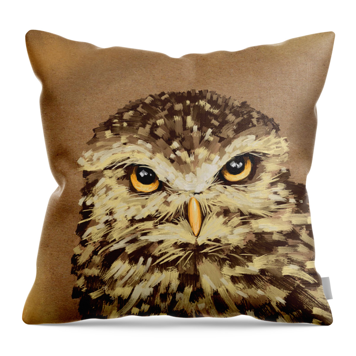 Owl Throw Pillow featuring the painting Owl by Veronica Minozzi
