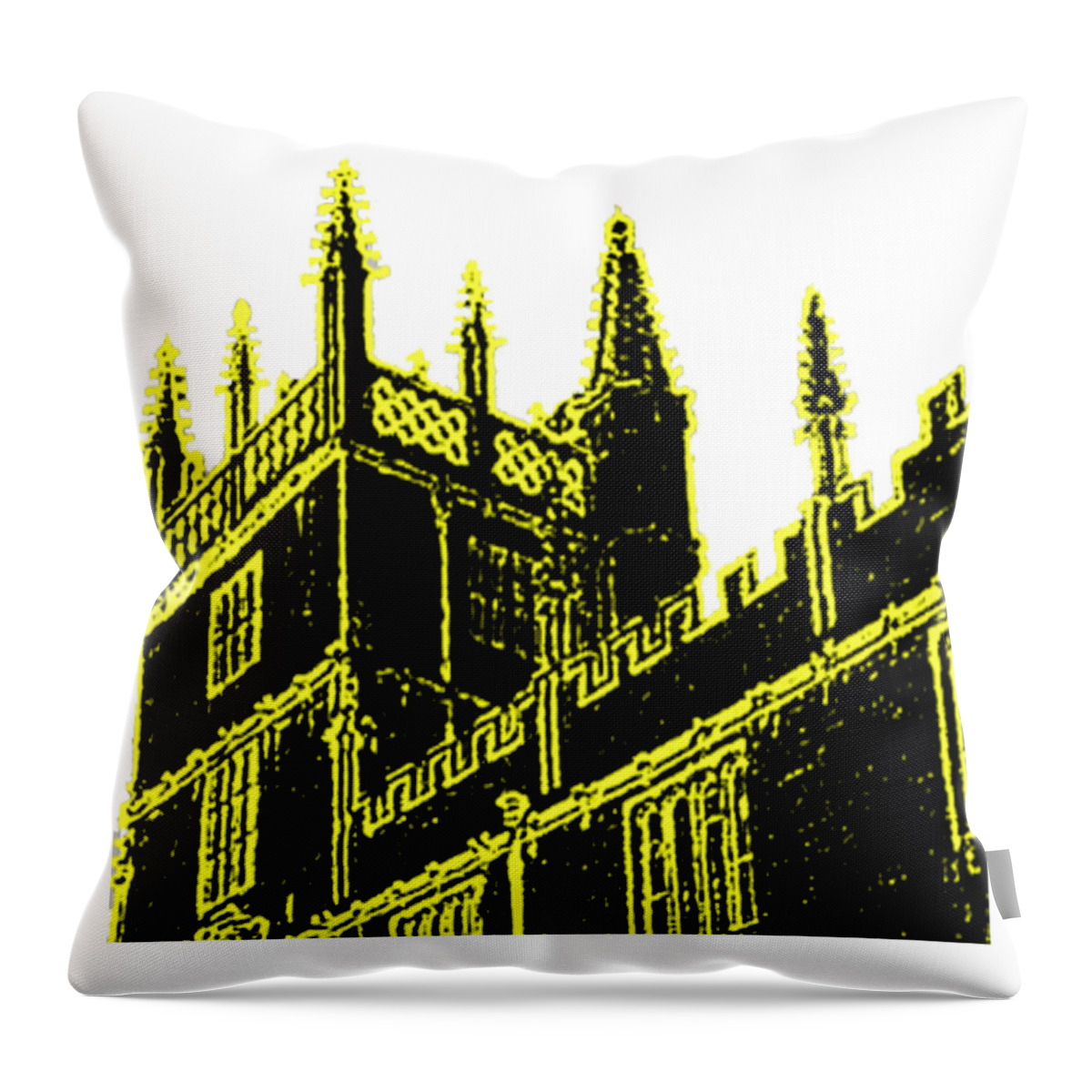 Oxford England 1986 Yellow Spirals Art1 Jgibney The Museum Gifts Throw Pillow featuring the digital art Oxford England 1986 Yellow Spirals Art1 jGibney The MUSEUM Gifts by The MUSEUM Artist Series jGibney