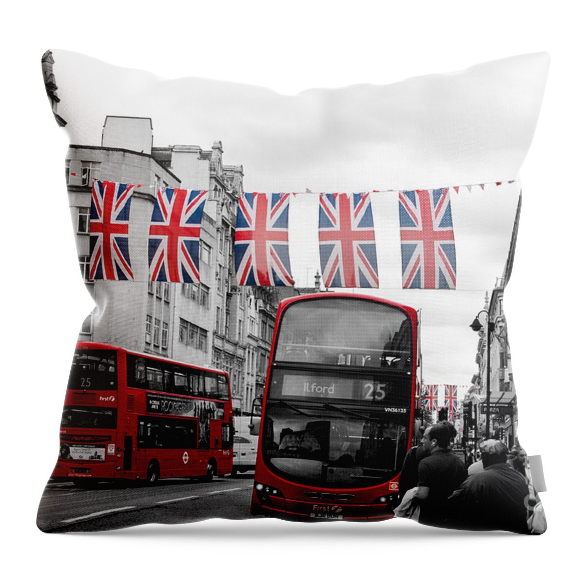 Street Throw Pillow featuring the photograph Oxford Street Flags by Matt Malloy