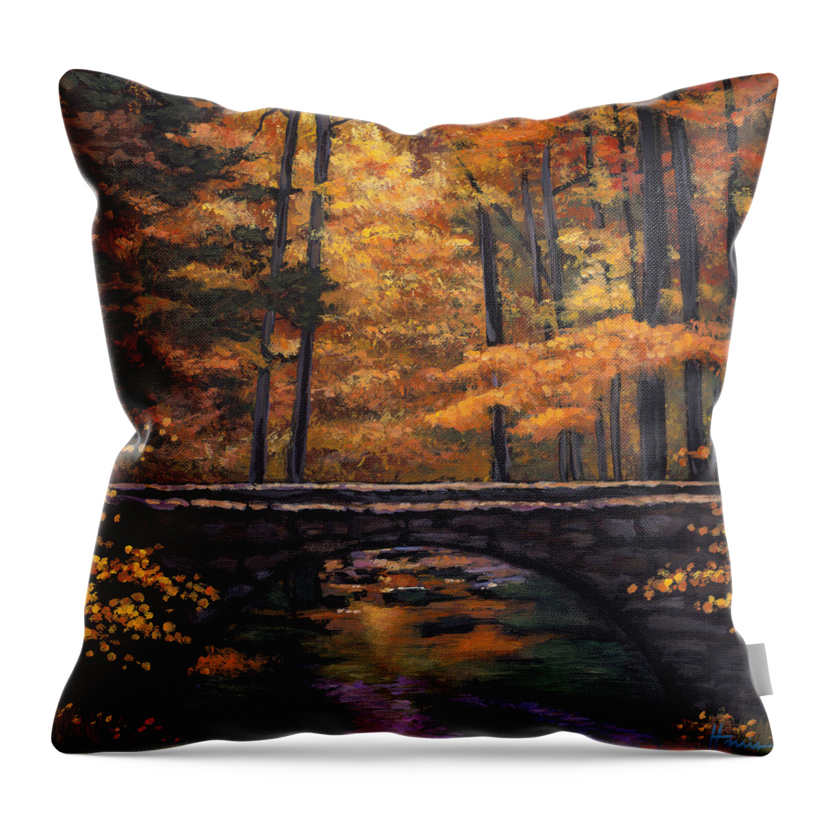 Southwest Landscape Throw Pillow featuring the painting Ozark Stream by Johnathan Harris