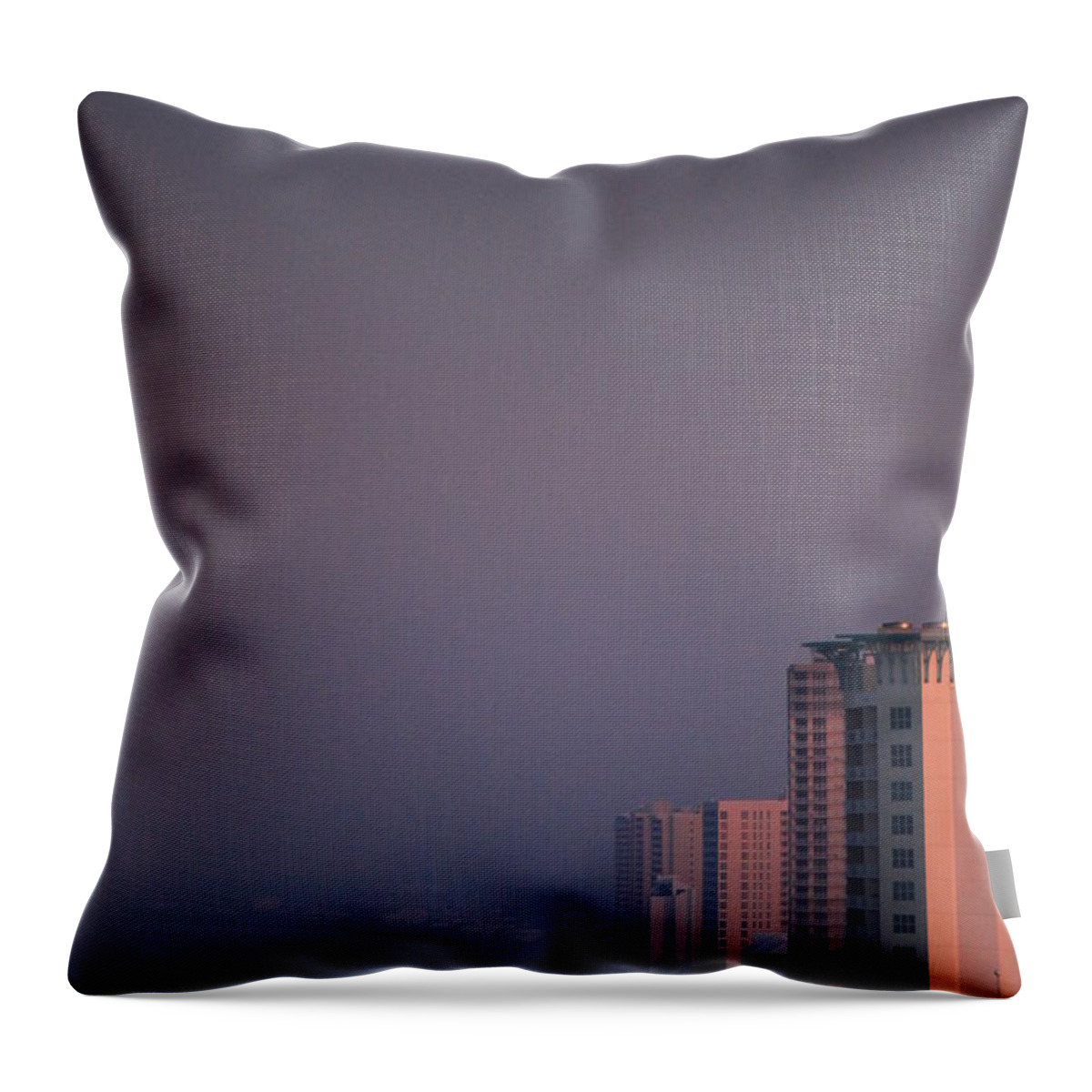 Pink Throw Pillow featuring the photograph Panama City Beach in the morning mist by Jennifer E Doll